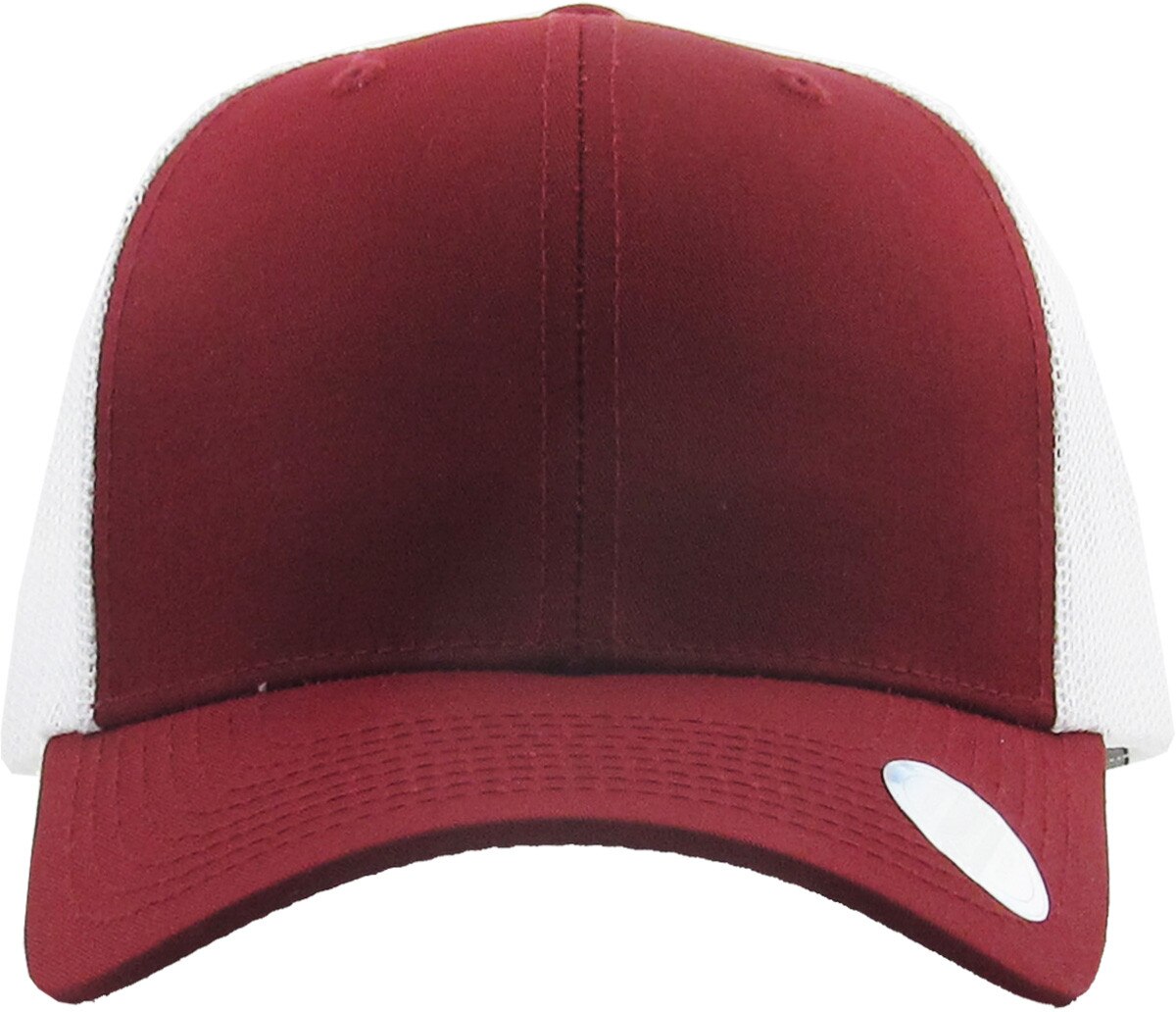 Burgundy White Two Tone Classic 6 Panel Trucker Mesh Snapback Front View